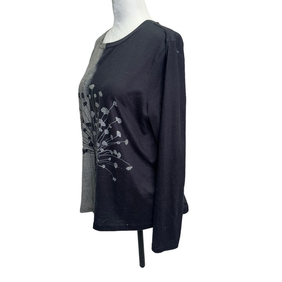 Grey/Black Long Sleeve Crew Neck Fashion T-Shirt Top Size M - Picture 5 of 11